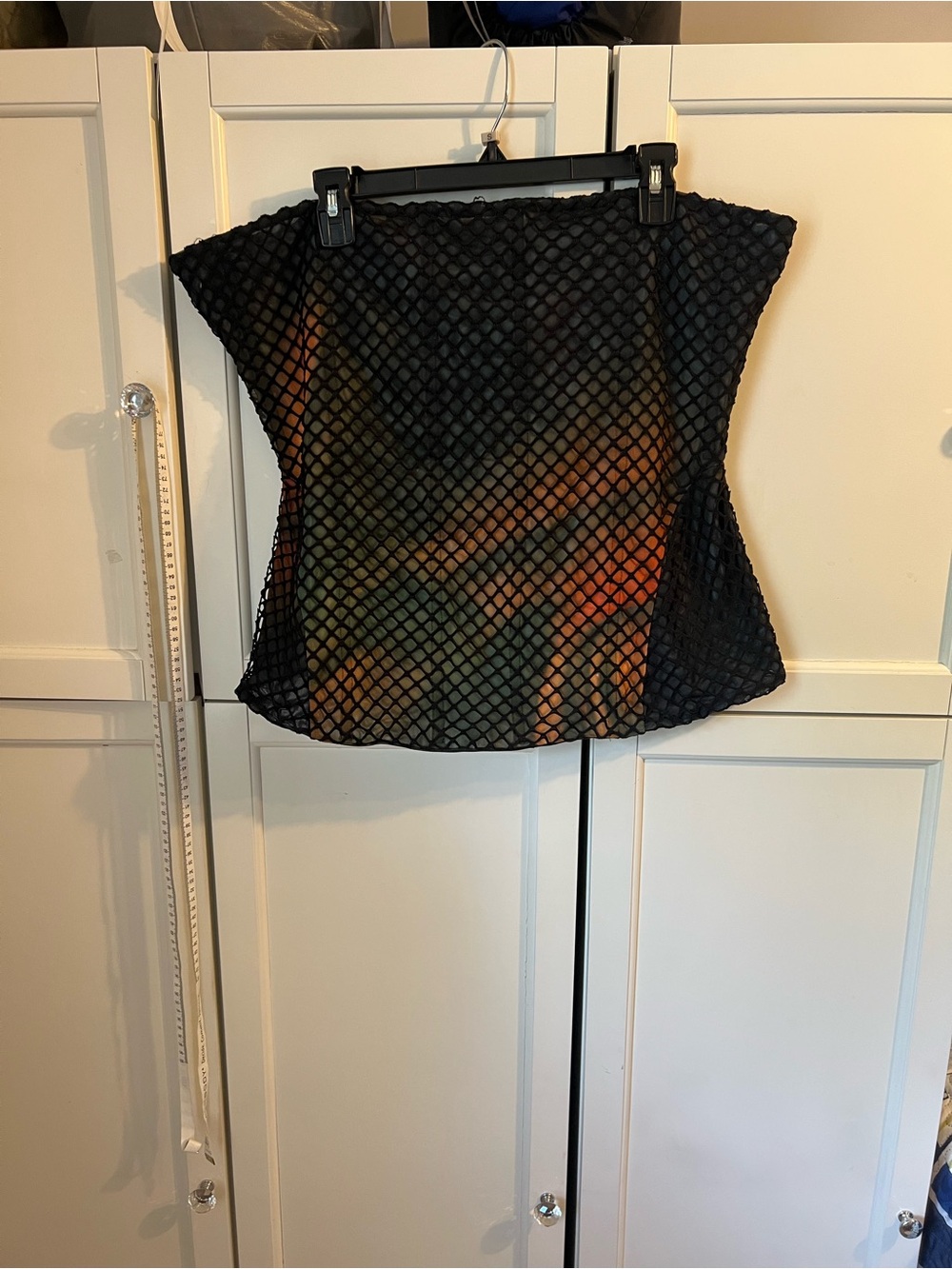 Miaou Black Fishnet Overlay Tube Top with Multicolor Lining